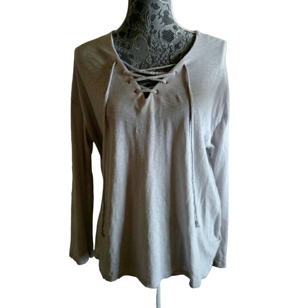 Sunnyside Gray Lace-up Tee - Size S - NWOT